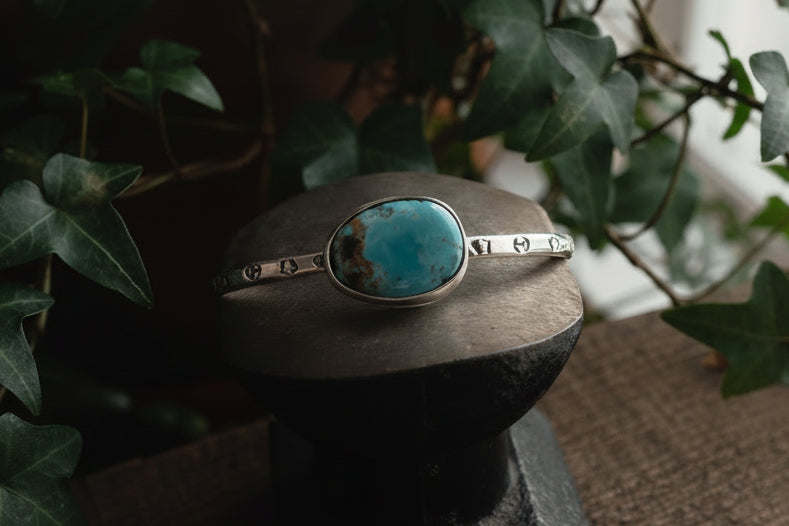 Royston Boho Blue Stamped Cuff