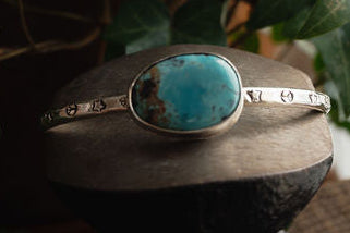 Royston Boho Blue Stamped Cuff