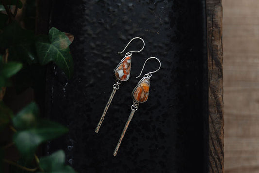 Spiny Oyster Hammered Earring