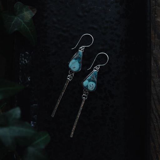 White Water Hammered Bar Earrings