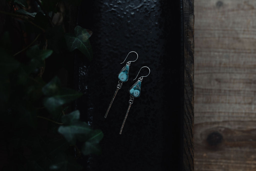 White Water Hammered Bar Earrings