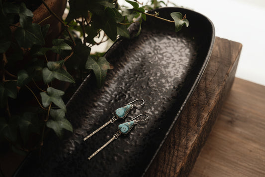 White Water Hammered Bar Earrings