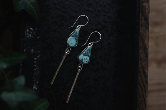 White Water Hammered Bar Earrings