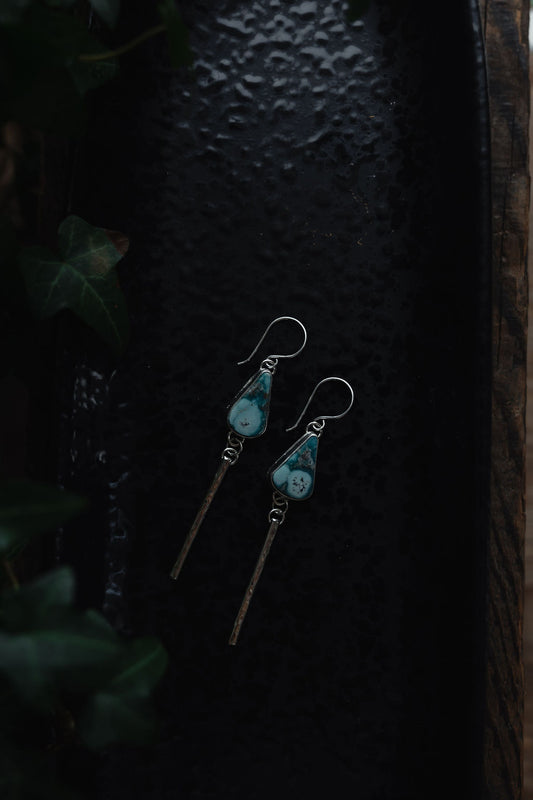 White Water Hammered Bar Earrings