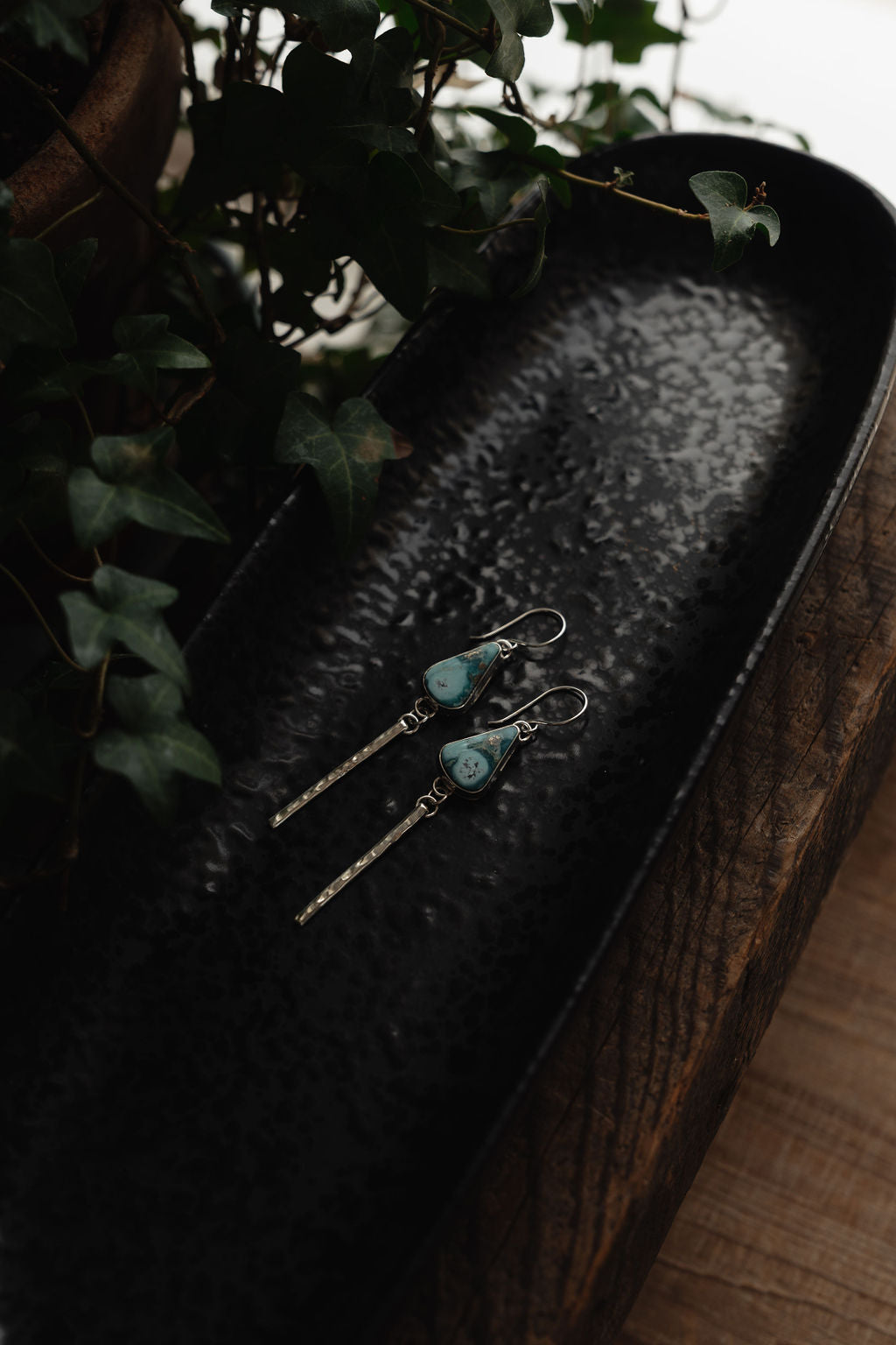 White Water Hammered Bar Earrings