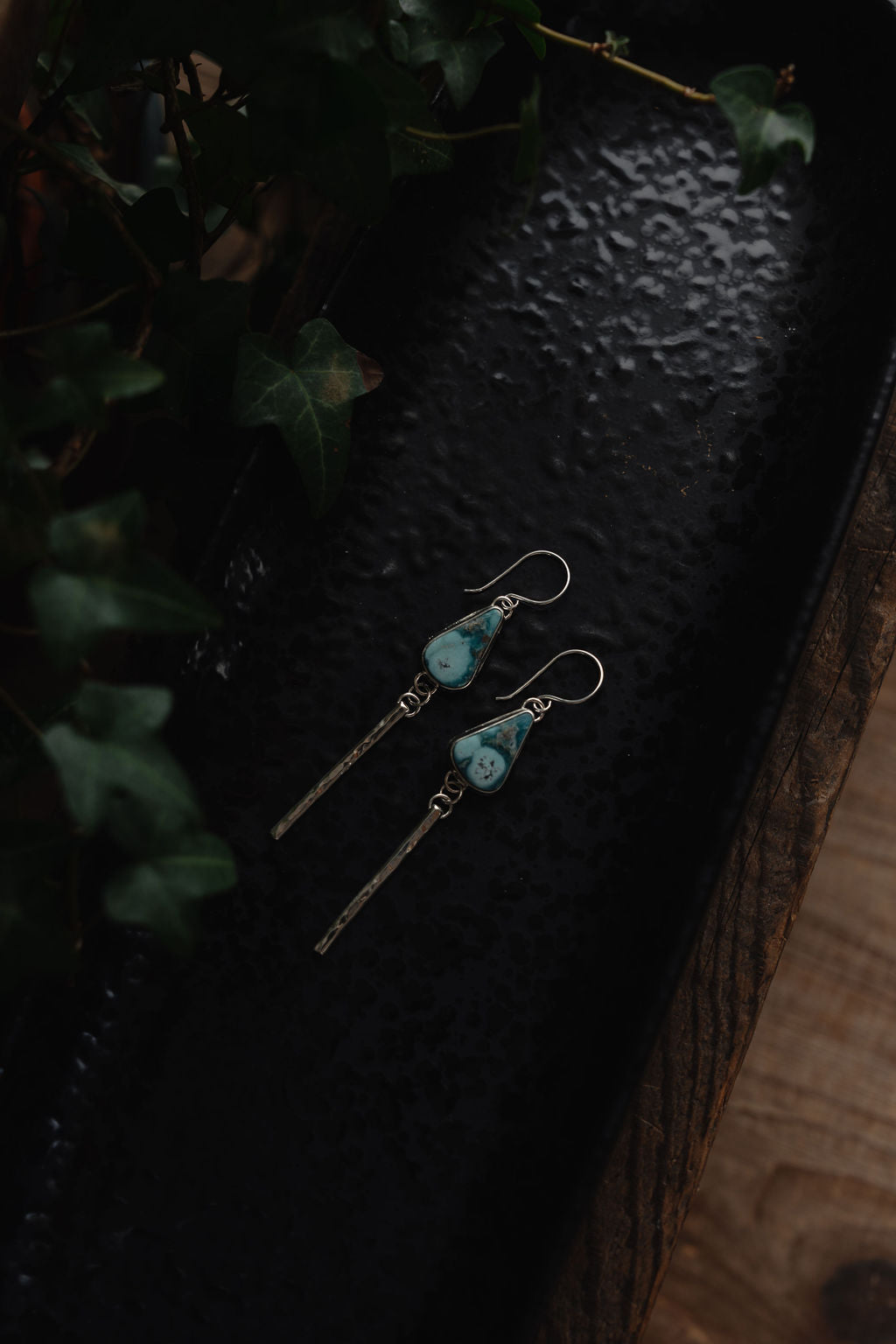 White Water Hammered Bar Earrings